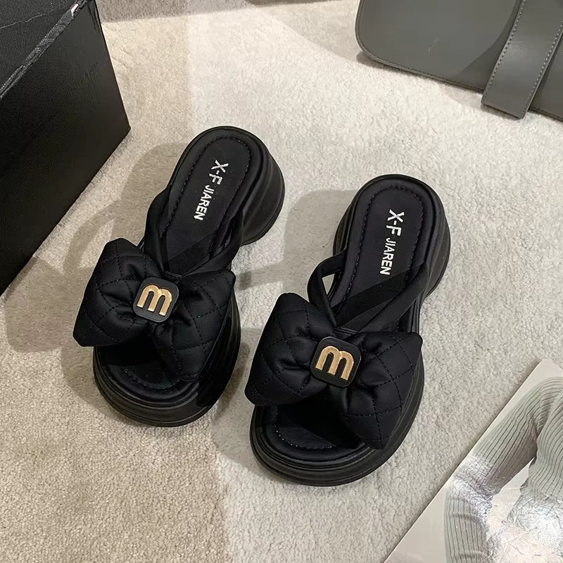2025 summer New Fashion Women Shoes Slippers Comfortable Platform Shoe High Heels Leisure flower outdoor beach Slipper Women