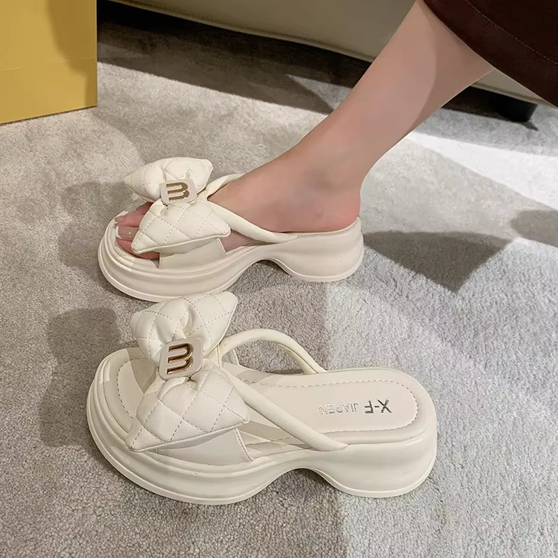 2025 summer New Fashion Women Shoes Slippers Comfortable Platform Shoe High Heels Leisure flower outdoor beach Slipper Women