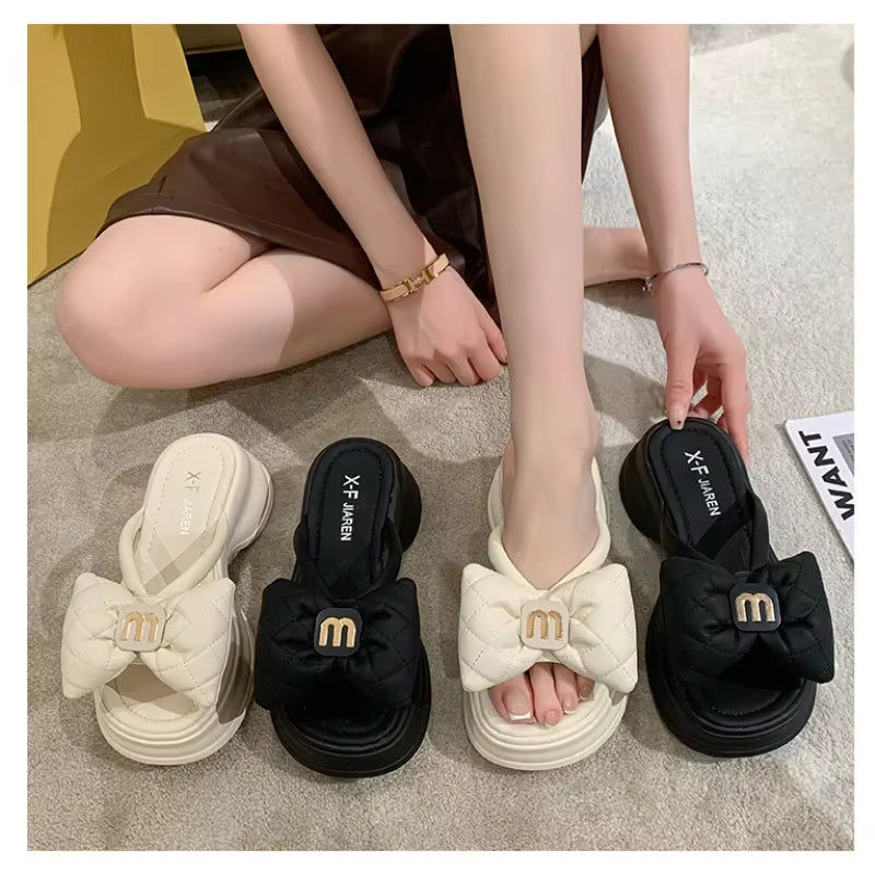 2025 summer New Fashion Women Shoes Slippers Comfortable Platform Shoe High Heels Leisure flower outdoor beach Slipper Women