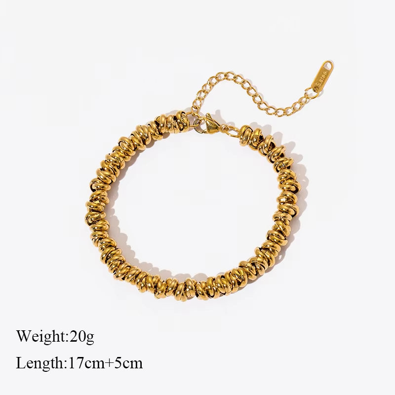 EILIECK 316L Stainless Steel Gold Color Annularity Chain Link Bracelet For Women Luxury Designer Fashion Wrist Jewelry Gifts