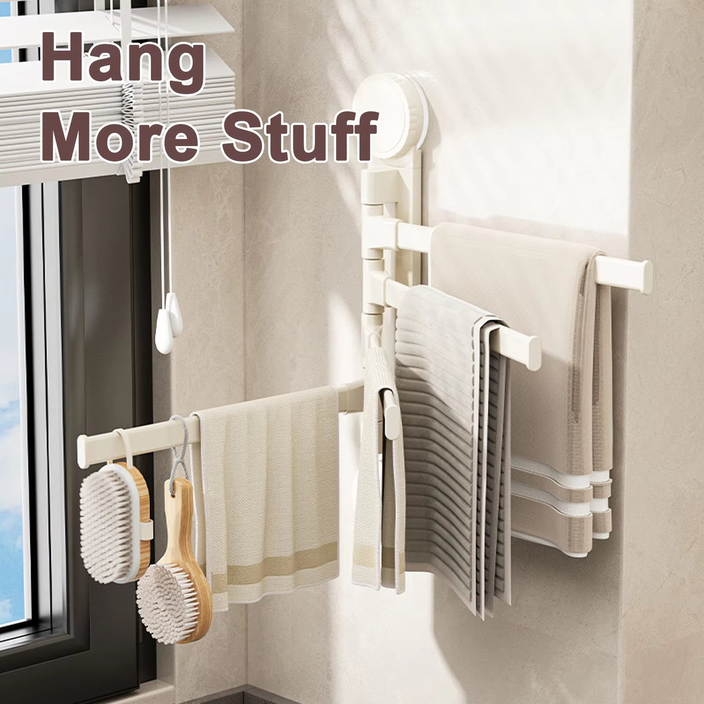 Suction Cup Towel Rack Rotatable Towel Holder Aluminum 2/3/4/5-Bar Towel Hanger Kitchen Bathroom Hanging Wall Mounted