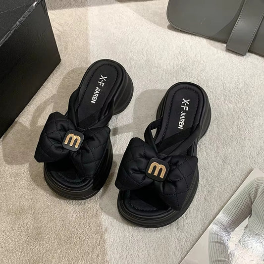 2025 summer New Fashion Women Shoes Slippers Comfortable Platform Shoe High Heels Leisure flower outdoor beach Slipper Women